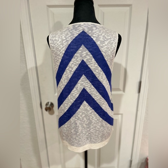 Charming Charlie White Blue Stripes Cardigan Size Small - Picture 6 of 8